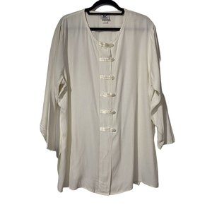 Maggie Lawrence Vintage Sz 18/20 off white Made In USA Paper Tag back tie tunic